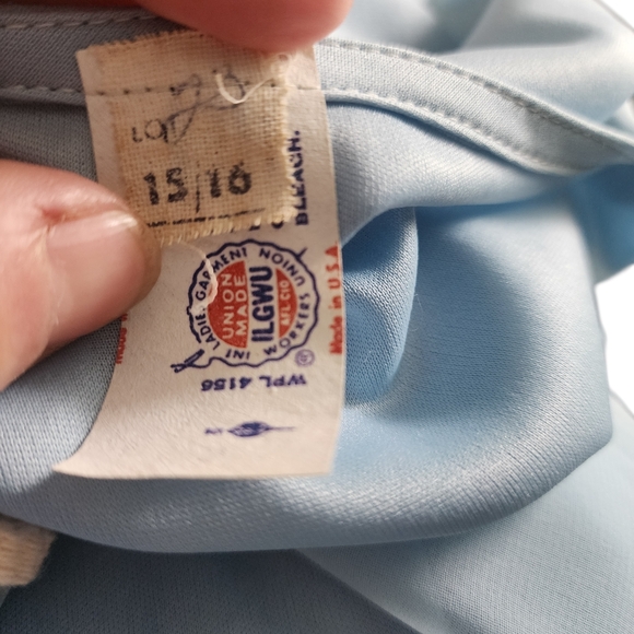 Vintage Light Blue Pleated V-Neck Maxi Dress - Picture 2 of 2